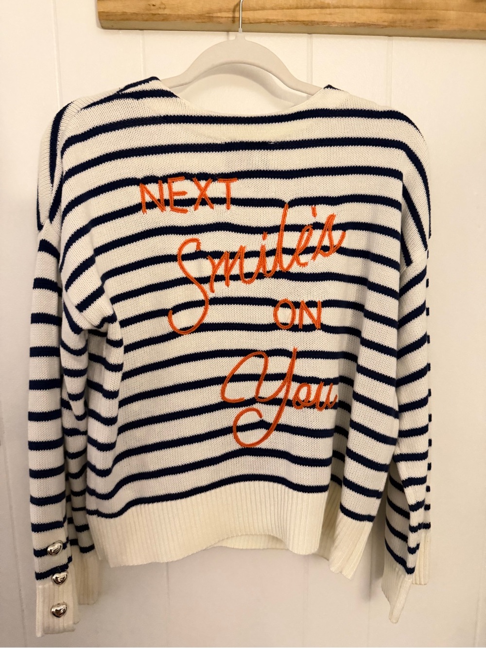 Kerri Rosenthal Next Smile’s On You Striped V-Neck Sweater